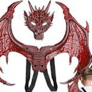 Red Dragon Costume Wings and Mask Set for Kids